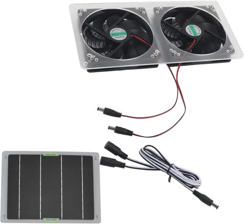 Vista 10 de DAUERHAFT Ventilador solar de 100 W, ventilador de escape solar compacto y ventilador de gallinero para invernaderos, casas de perros, cobertizos