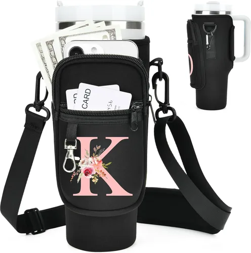 Vista 30 de Initial Water Bottle Holder with Strap for Stanley Cup Accessories 40 oz Tumbler/Simple Modern Tumbler Bag, Water Bottle Carrier Bag with Strap for