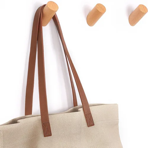 Vista 12 de Felidio Ganchos de pared de madera, paquete de 4 ganchos para colgar abrigos de pared, de madera rústica, resistente, perchero para sombreros