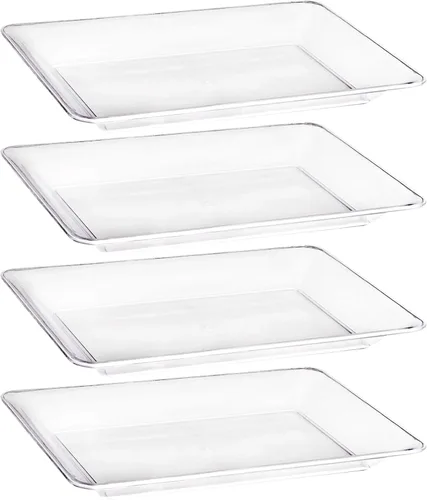 Vista 10 de Plasticpro - Bandejas de plástico para servir, rectangulares, 10 x 14 pulgadas, plato desechable para fiesta, color negro, paquete de 4