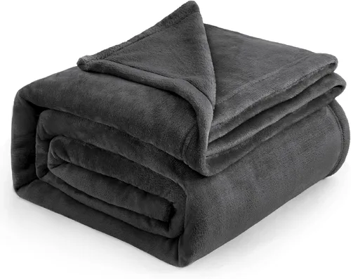 Vista 47 de Bedsure GentleSoft Manta de forro polar, tamaño individual, color gris, 10.53 oz/m², ligera, afelpada, acogedora, suave y cálida para cama, sofá