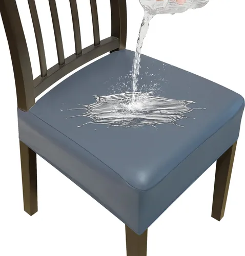 Vista 16 de Juego de 2 fundas elásticas de asiento para sillas de comedor, fundas para sillas de comedor de tela jacquard, fundas de asiento extraíbles y Beige