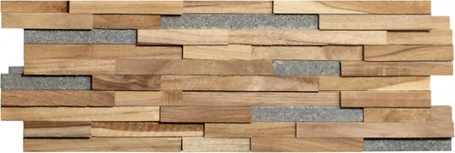 Vista 5 de Bare Decor EZ-Wall Mosaico 3D en madera maciza de teca, 1 baldosa de muestra, azulejos de acabado natural