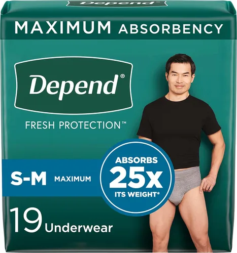 Vista 9 de Depend Fresh Protection - Pañales para adultos, ropa interior para incontinencia para hombres, desechables, máximo, pequeño/mediano, gris, 19