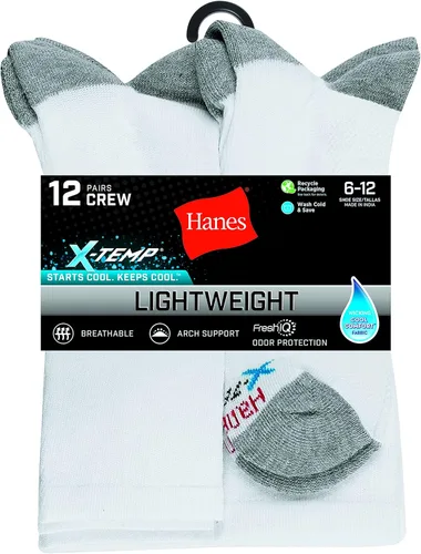 Vista 3 de Hanes mens Men's Socks, X-temp Lightweight Socks, Crew and Ankle, 12-pack