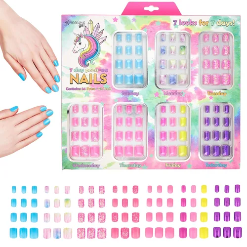 Vista 16 de Juego de uñas a presión de 7 días Accesorios de uñas de colores surtidos para niños Paris