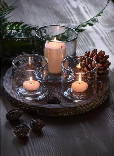 Vista 12 de ARIAMOTION Portavelas Azul para Velas de Pilar y Té, Jarrones Cilíndricos de Cristal con Burbujas Modernas Estilo Huracán, Centros de Mesa