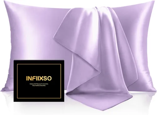 Vista 34 de INFIIXSO Funda de almohada de seda de morera, para cabello y piel, tamaño estándar, cremallera oculta, 20 x 26 pulgadas, suave y refrescante