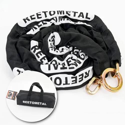 Vista 4 de Cadena de seguridad resistente, más larga de 10 pies x 38 pulgadas de grosor, resistente a los cortes, cadena de bloqueo antirrobo de acero