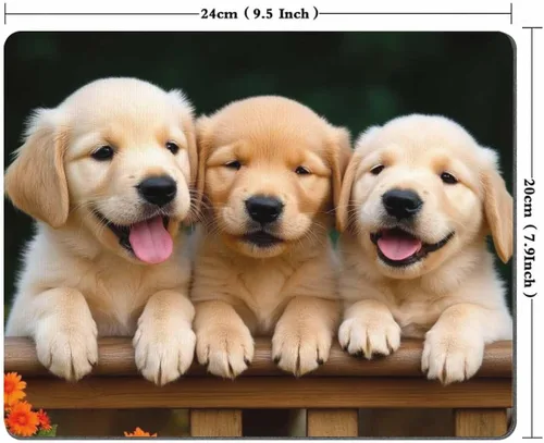 Vista 2 de Alfombrilla de mouse para perros, perros Golden Retriever, alfombrilla de mouse de goma antideslizante para juegos, alfombrilla de mouse rectangular