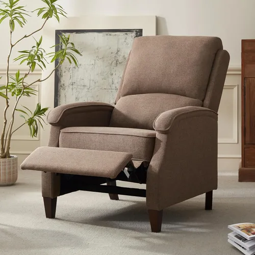 Vista 11 de VKNOW Silla reclinable, sillón reclinable de tela con reposabrazos suave, asiento de cine en casa con respaldo ajustable y soporte lumbar, sofá Beige