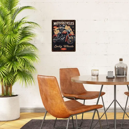 Vista 43 de Letrero de metal con texto en inglés "I Do What I Want Cat Riding Motorcycle Retro Wall Art Decor for Home Office Bar Wall Decor 8x12