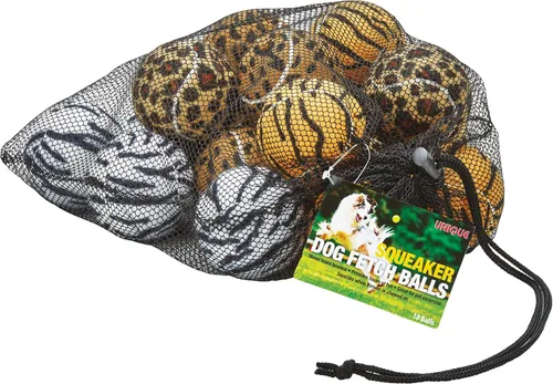 Unique Sports Dog Fetch Squeaker Balls Animal Prints 18 Pack