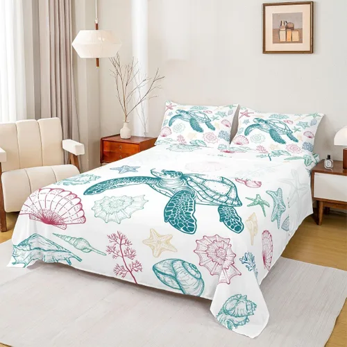 Vista 10 de Castle Fairy Daisy Florals Bed Sheet Set for Kids,Cartoon Wildflowers Sheets Set,Retro Country Style Home Decor Sheet Sets with Deep Pocket,Top Flat