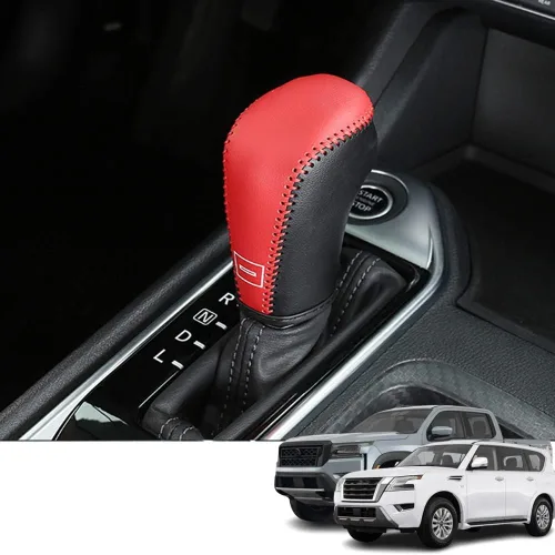 Vista 10 de Accesorios interiores personalizados para Nissan Altima Armada Frontier Kicks Sentra 2020 2021 2022 2023 cubierta de cuero para palanca de cambios