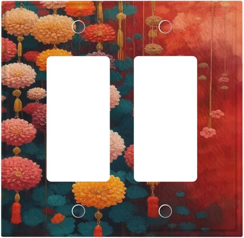 Vista 148 de Cubiertas decorativas para interruptor de luz de arte BOHO, figura abstracta de 1 gang, salida basculante, placa frontal decorativa del interruptor