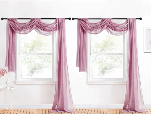 Vista 7 de NICETOWN Cenefa decorativa larga para ventana, cenefa de bufanda de boda, cortina de gasa para sala de estar, dormitorio, ceremonia