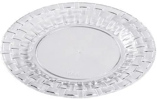 Vista 3 de Efavormart - Paquete de 50 – 7 pulgadas de plástico transparente desechable para ensalada y postre redondo con borde de tejido de canasta