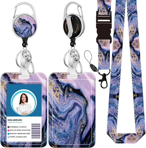 Vista 9 de Cordón para insignia y soporte para credencial de identificación, carretes retráctiles de insignia con clip para cinturón de carrete de mosquetón