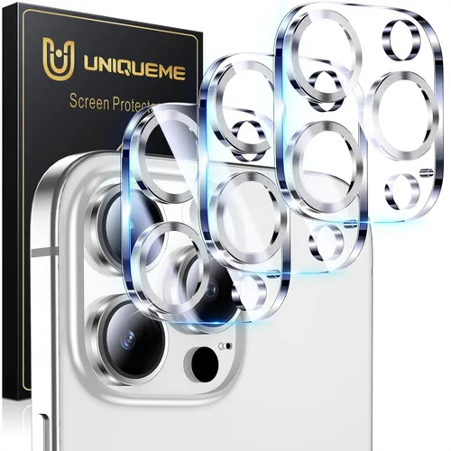 Vista 75 de UniqueMe para Paquete de 3 Protectores de Lente de Cámara para iPhone 15 Pro/iPhone 15 Pro Max, [Protección contra Caídas] [Compatible con Fundas]
