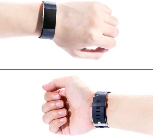 Vista 6 de Correas Maledan de repuesto compatibles con Fitbit Charge 2, paquete de 3, gris pequeño/azul/negro