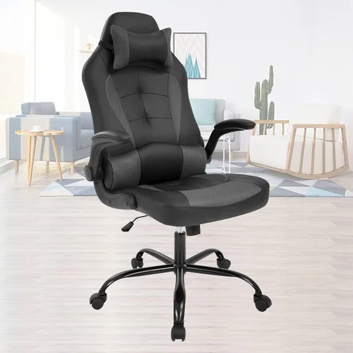 Vista 72 de Silla ergonómica para videojuegos, silla de juegos con reposacabezas, silla de computadora de oficina con ruedas y soporte lumbar, silla