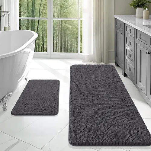 Vista 75 de OLANLY Juego de 2 alfombras de baño de felpilla suave y absorbente, antideslizantes, de secado rápido, lavables a máquina, accesorios de decoración