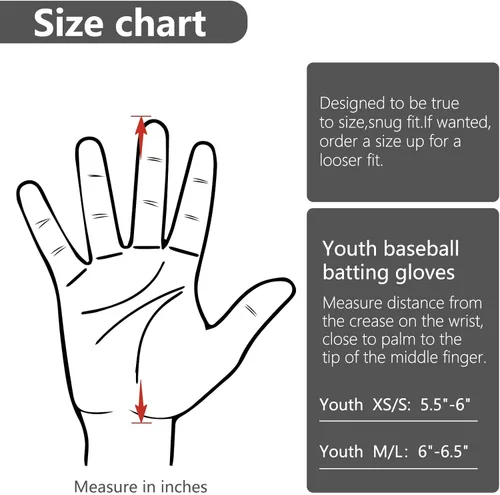 Vista 3 de Guantes de bateo de béisbol y sóftbol para niños con ajuste de super agarre