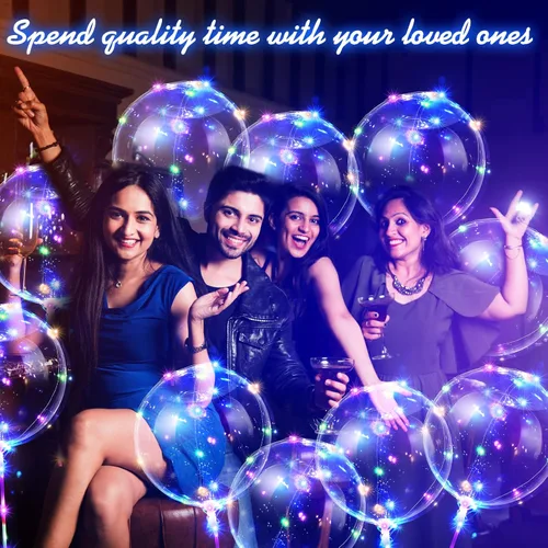 Vista 7 de Vinsot Paquete de 30 globos LED Bobo, globos transparentes con luz LED, globos de helio tipo burbuja Bobo con luces en cadena para fiestas