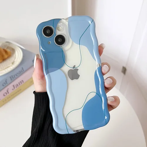 Vista 33 de DEFBSC Funda para iPhone 15 con bonito diseño ondulado, color negro