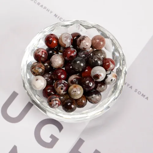 Vista 2 de JM Design Cuentas redondas lisas mexicanas naturales de ágata de encaje loco 0.236 in 15.5 '' hebra para la fabricación de joyas