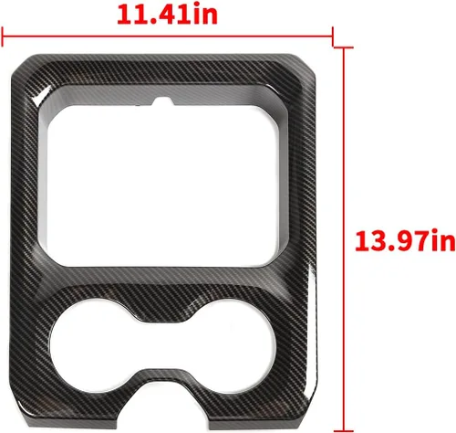Vista 5 de Cubierta de panel de consola central de fibra de carbono con portavasos para apoyabrazos delantero Compatible con 2019-2025 Dodge RAM 1500 2500 3500