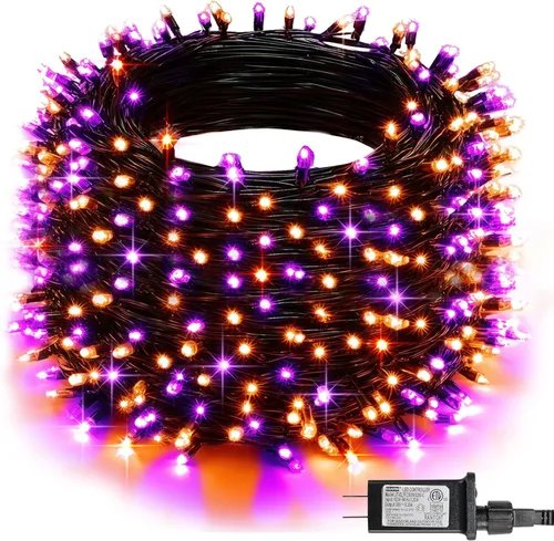 Vista 9 de Dazzle Bright - Guirnalda de luces navideñas, 600 LED, 196 pies, 8 modos de iluminación, temporizador, cable verde, impermeable, para árbol