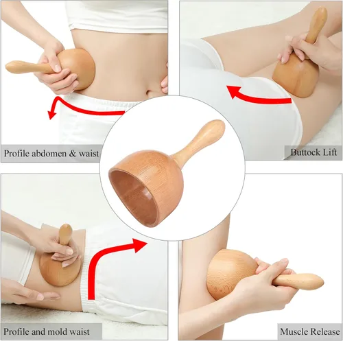 Vista 4 de Herramientas de masaje de terapia de madera 3 en 1, masajeador de drenaje linfático, masajeador de madera para maderoterapia, anticelulitis