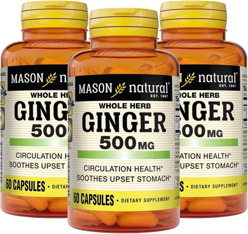 Vista 8 de MASON NATURAL Hierba entera jengibre 500 mg, suministro de 2 meses, suplemento herbario natural, 60 cápsulas
