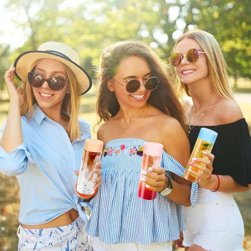 Vista 6 de 16 botellas sensoriales con tapas, botellas de agua de plástico transparente a prueba de fugas de 13.5 onzas, reutilizables, vacías