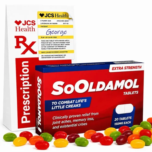 SoOldamol - Divertido regalo de cumpleaños para hombres y mujeres, caja de pastillas para broma de caramelos con bolsa de receta, regalo novedoso