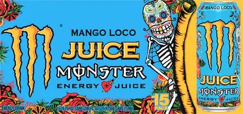 Vista 3 de Monster Energy + Juice Mango Loco - Bebida energética en latas de 16 onzas (paquete de 15 unidades)