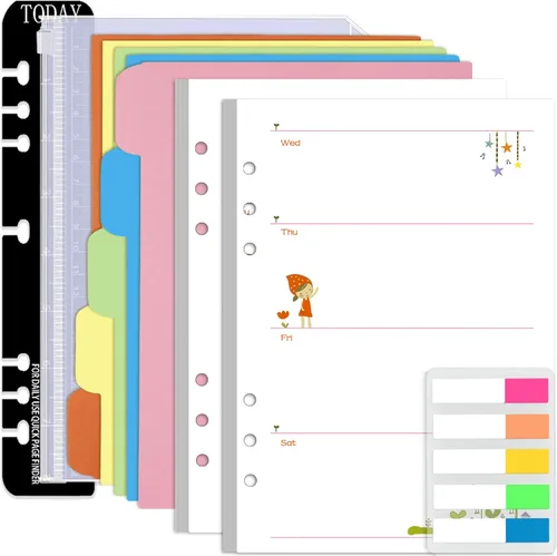 Vista 22 de Insertos para agenda Rancco A5, recambios mensuales para planificador, 90 páginas, papel de recambio para carpeta mensual de hojas sueltas con 6