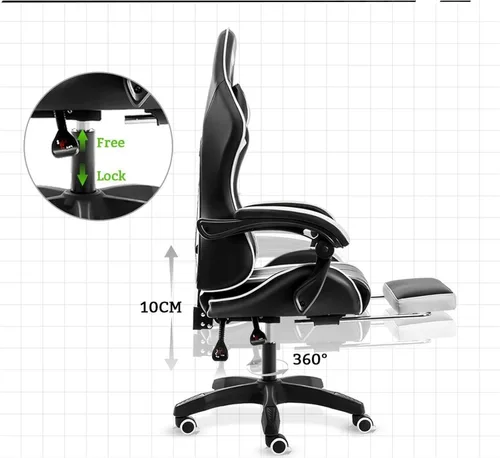 Vista 3 de CPSUN Sillas de escritorio de oficina en casa, silla de computadora, silla de carreras, silla de juegos, silla de oficina, masaje con reposapiés