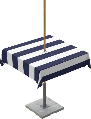 Vista 8 de Mantel rectangular para exteriores de 52 x 70 pulgadas, color azul marino y blanco, a rayas con agujero para paraguas, mantel con cremallera