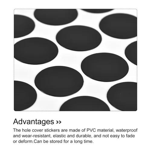 Vista 4 de uxcell 1 Hoja/140 Piezas de Pegatinas para Cubrir Agujeros de Tornillo, 12 mm de Diámetro, PVC Autoadhesivas, Tapas a Prueba de Polvo para Muebles