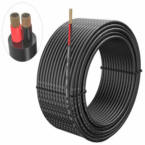 Vista 4 de Cable conductor de calibre 14, 2 cables 142, cable de cobre sin oxígeno de 100 pies para tiras LED, lámparas, iluminación y cable automotriz