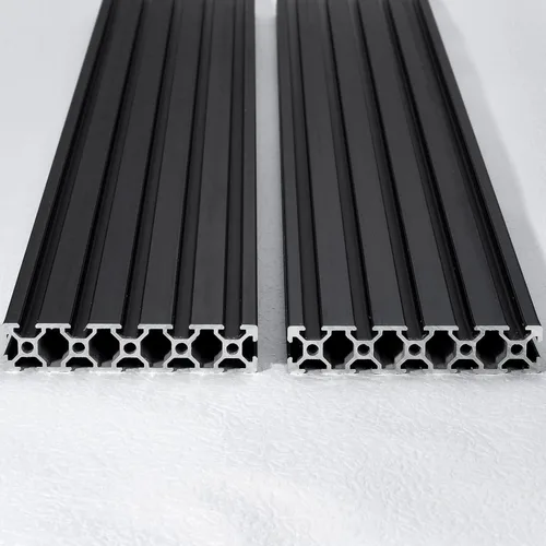 Vista 4 de Extrusión de aluminio con ranura en T 20100 para piezas de impresora 3D y bricolaje CNC, negra, 500mmX2
