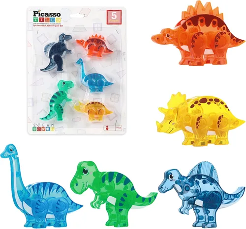 Vista 17 de PicassoTiles Juego de bloques de construcción de vehículos de la ciudad de 8 piezas con imanes y figuras de acción magnetizadas Compatible con kits