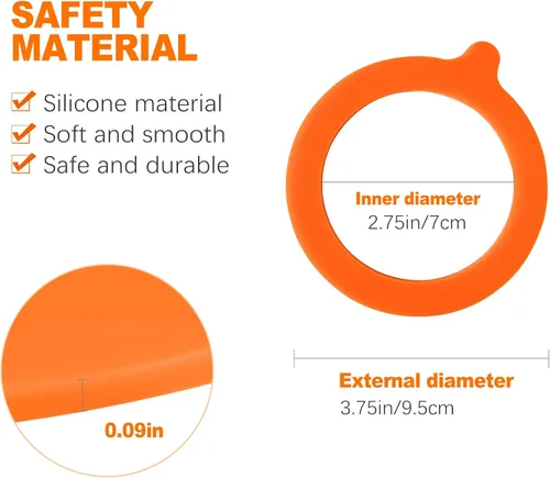 Vista 2 de 8 piezas de juntas de silicona de 3.75" para tarros, juntas de silicona, accesorios de sello de tarro a prueba de fugas, sellos de goma para frascos