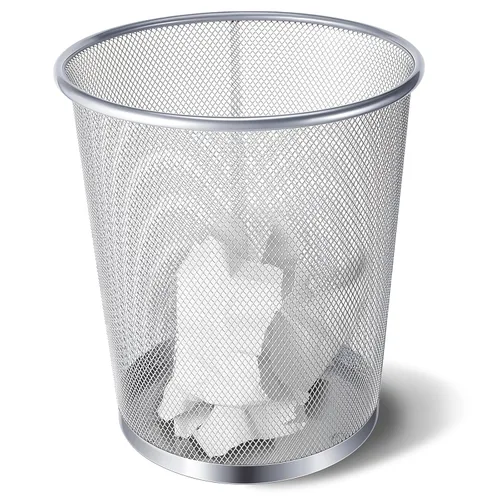 Zeyune Silver Office Trash Can Mesh Trash Can 4 Gallon Metal Wire Mesh Waste Paper Basket Round Small Garbage Bin for Office Bathroom Home Bedroom