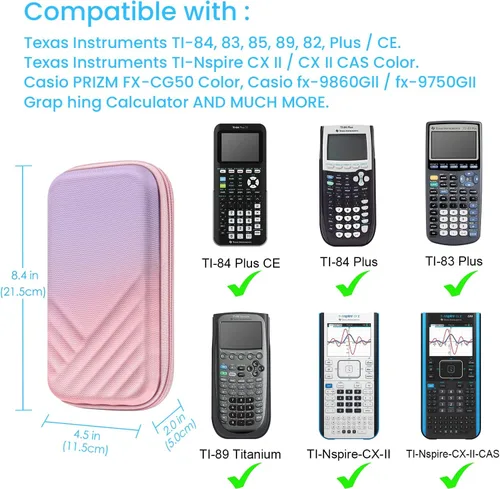 Vista 2 de Fintie Funda de transporte para calculadora gráfica Texas Instruments TI-Nspire CX II CAS/Tl-Nspire-CX-ll, TI-84 Plus/CE calculadoras gráficas a
