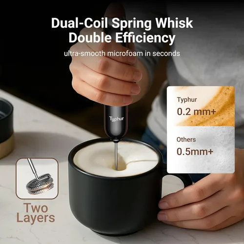 Vista 7 de InstaWhisk - Espumador de leche con velocidad variable, varita espumadora de café recargable con batidor doble desmontable, mezclador de bebidas