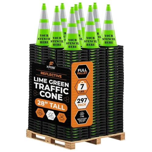 Vista 75 de Xpose Safety Conos de tráfico naranjas de 28 pulgadas con collares de 6 y 4 pulgadas, 1 paquete – Cono de seguridad de plástico PVC multiusos